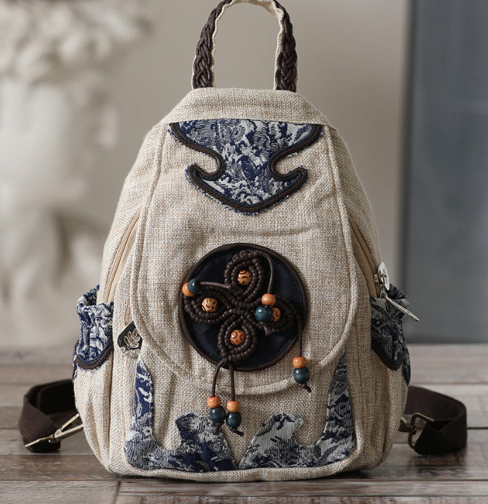 Bolsa tejida de artesanía artística de estilo Retro, bolsa de pecho de lona de doble uso, cómoda y con cremallera múltiple