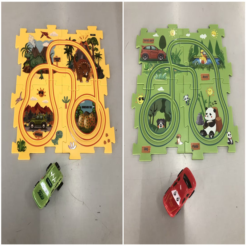 Rompecabezas para niños, ferrocarril eléctrico, Speeder, montaje artesanal, coche eléctrico, carril automático, escena de ciudad, construcción, juguete para regalo educativo