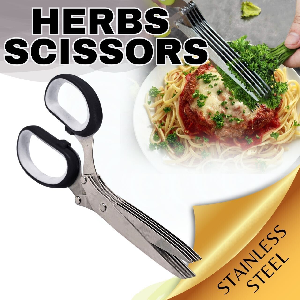 Herb Scissors With Multi Blades Stainless Steel Fast Cutting Shear Kitchen Tool