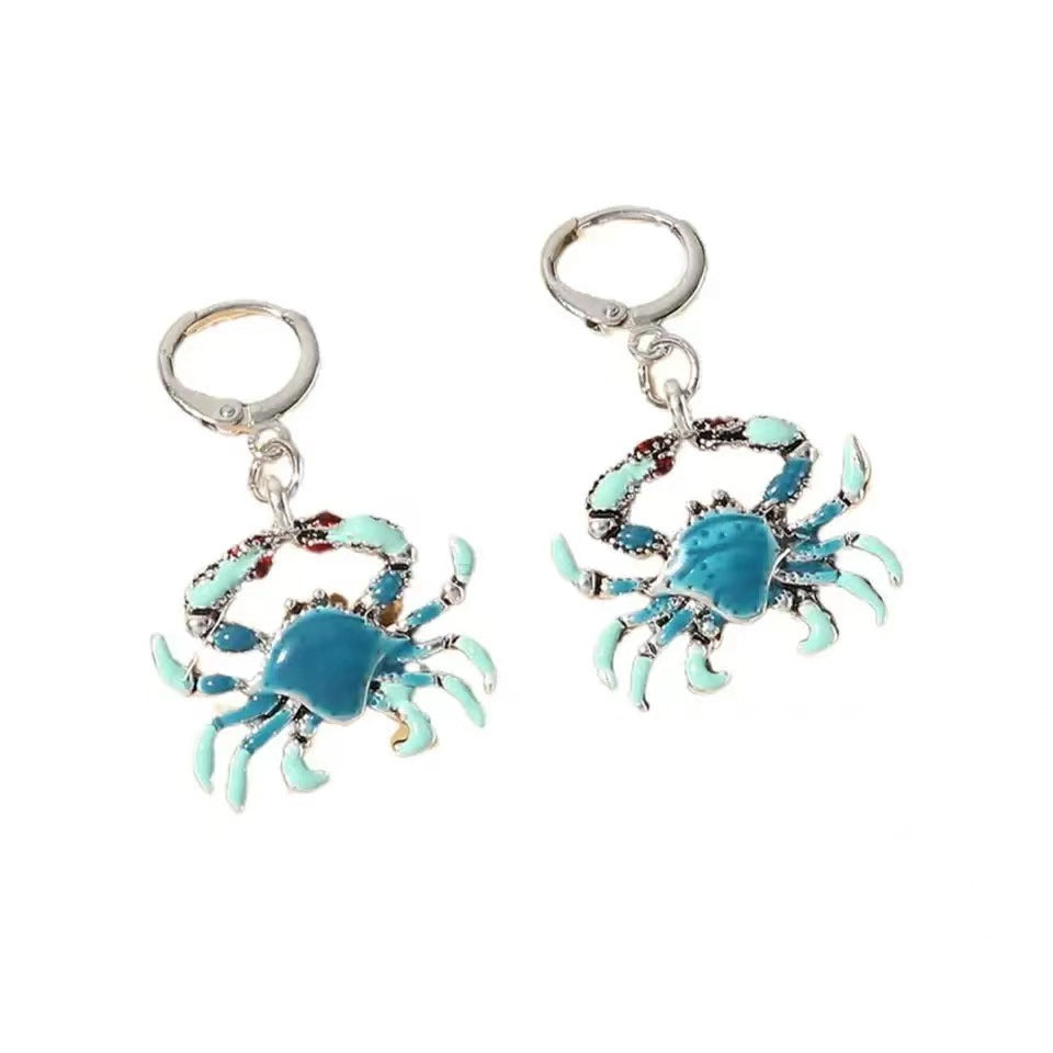 Women Earrings Elegant Crab Shape Earrings Glossy Metal Dangle Earring Crab Shape Drop Earring Party Hook Earrings Jewelry