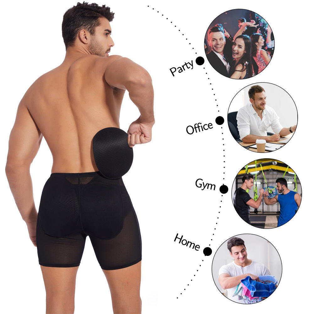 Men's Fake Butt Hip Lifting Underwear Thickened Sponge Mat Removable