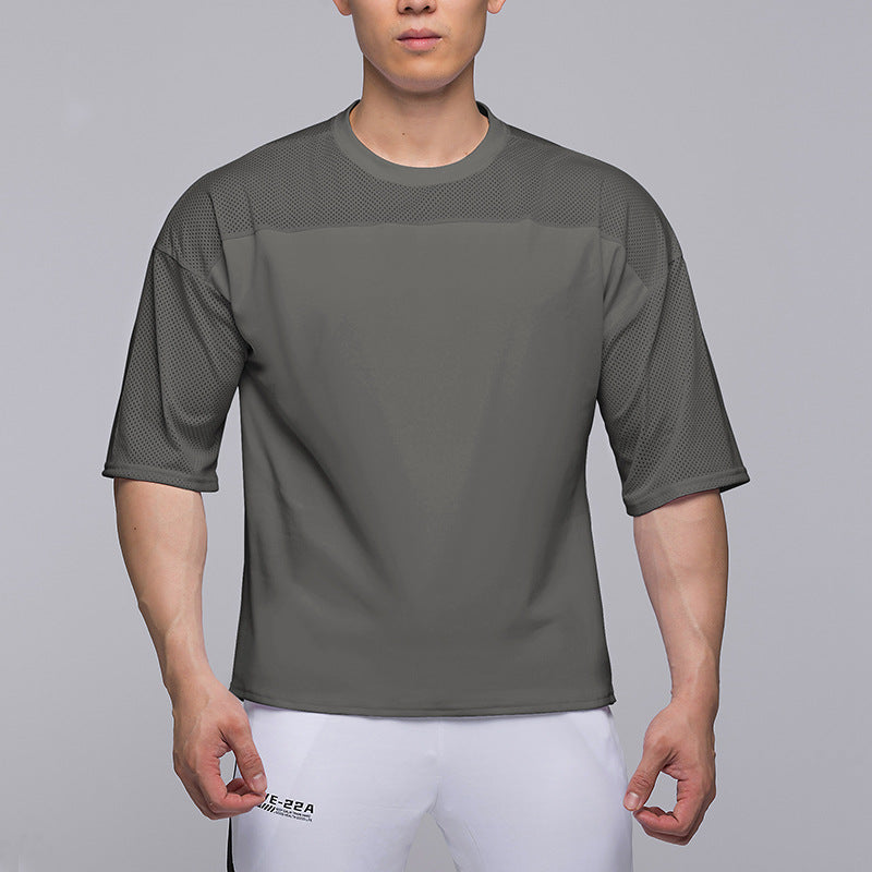 Camiseta cómoda y transpirable de tela de malla de manga corta para hombre, tabla ligera de talla grande, deportes y ocio