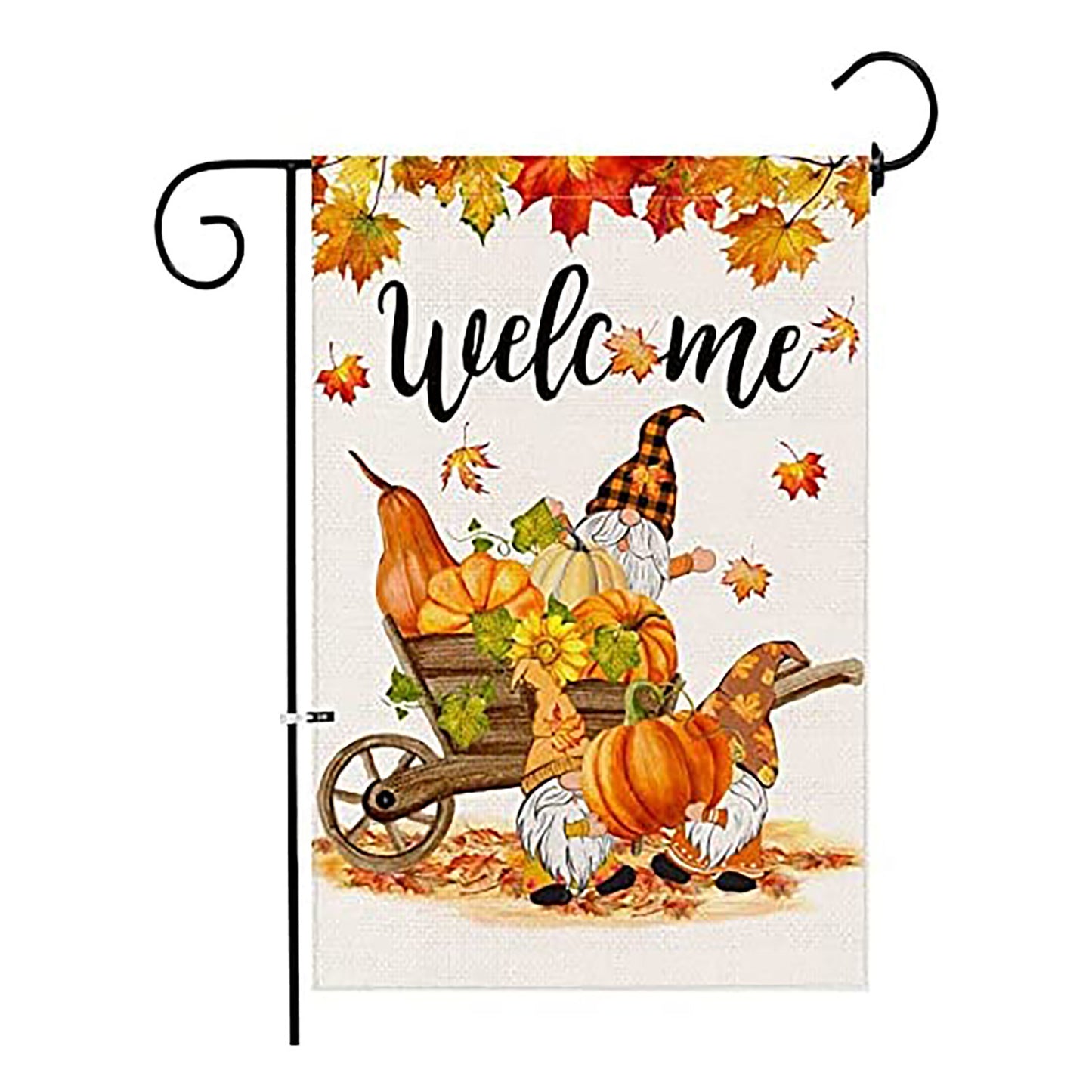 Autumn Thanksgiving Yard Decoration Linen Garden Banner Pumpkin Maple Leaf Pattern Printing Decoration