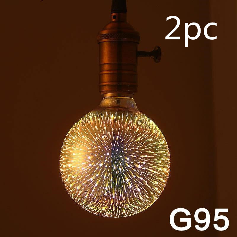 LED Light Bulb 3D Decoration Bulb Firework 110 220V ST64 G95 G80 G125 A60 Bottle Heart Holiday Lights Novelty Christmas Lamp