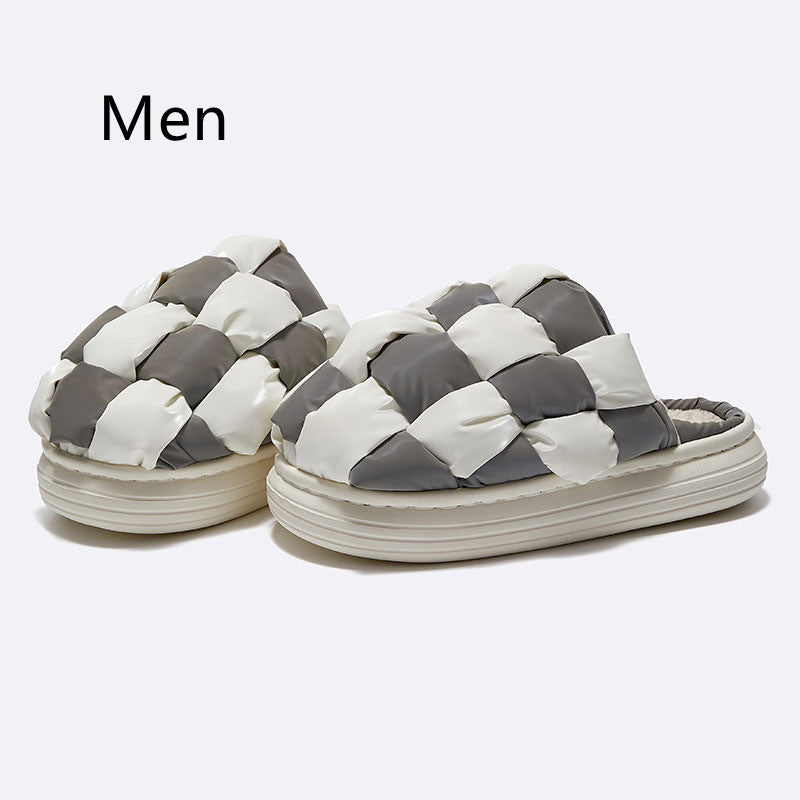 Chessboard Grid Classic Contrast Color Design Fashion Couple Men And Women Indoor Home Slippers