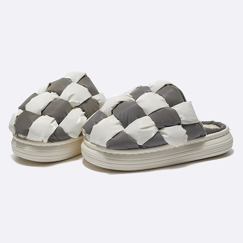 Chessboard Grid Classic Contrast Color Design Fashion Couple Men And Women Indoor Home Slippers