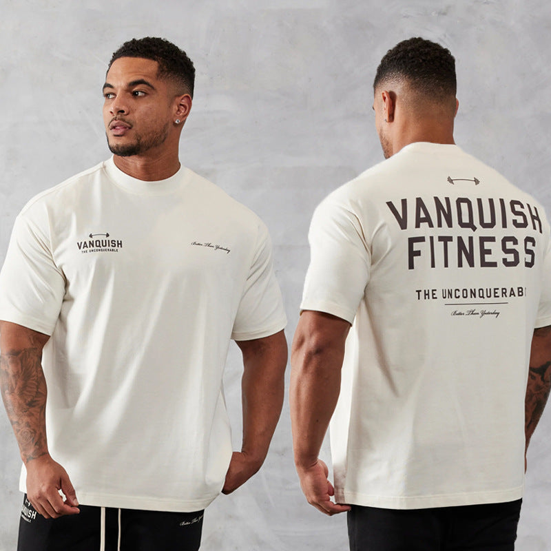 Men's Fitness Sports Pure Cotton Round Neck Short Sleeve T-shirt