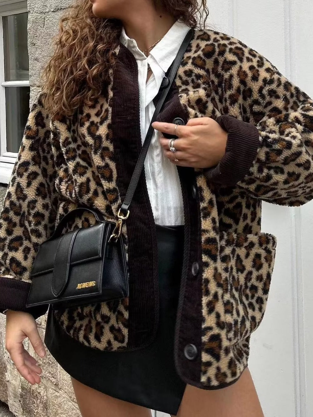 Women's Winter Leopard Print Casual Loose Jacket