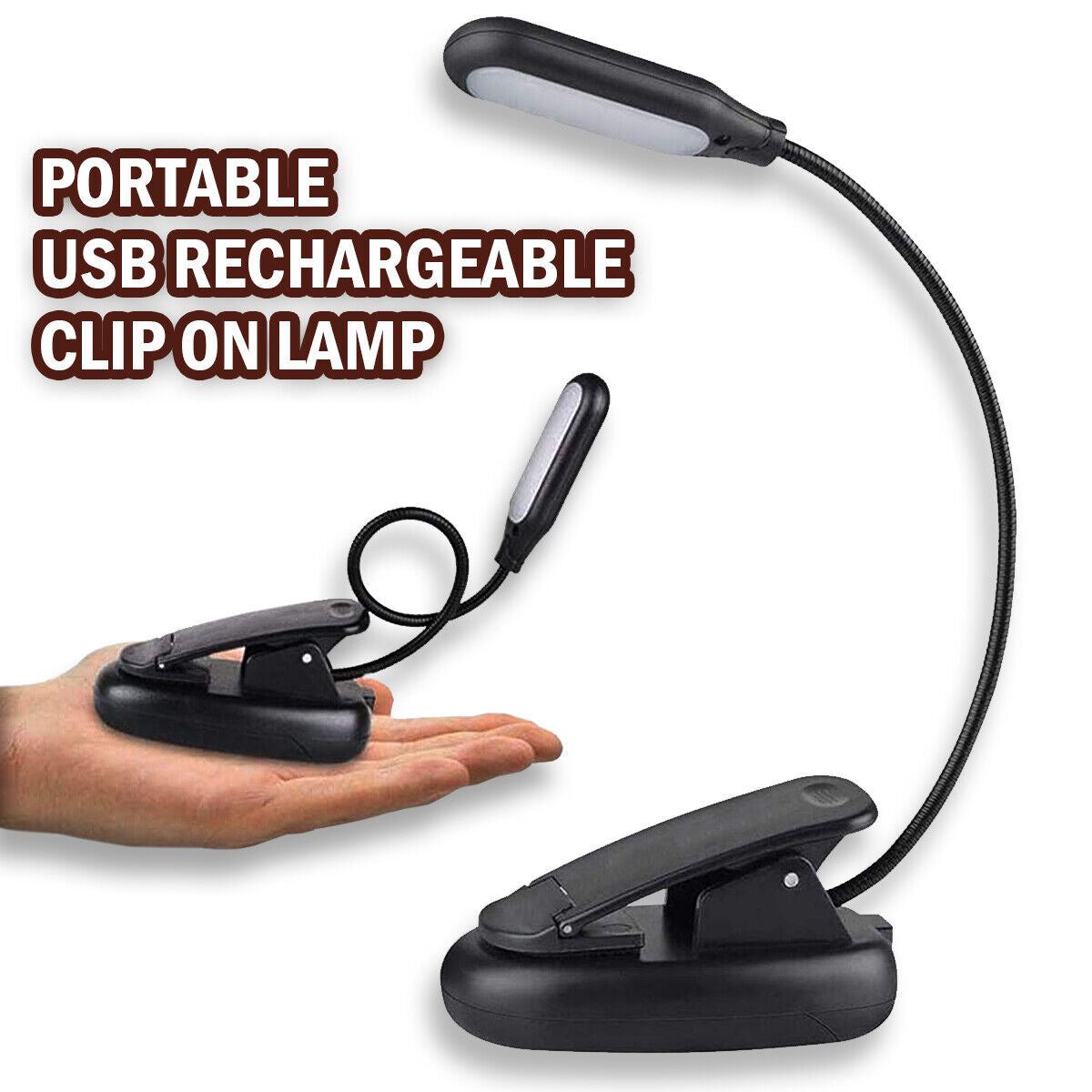 LED Reading Book Light With Flexible Clip USB Rechargeable Lamps For Reader Work