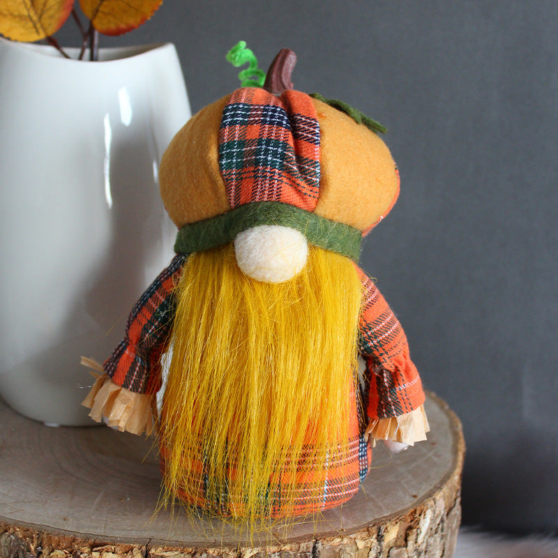 Thanksgiving Day Pumpkin Hat Faceless Doll Harvest Festival Rudolf Show Window Decorations