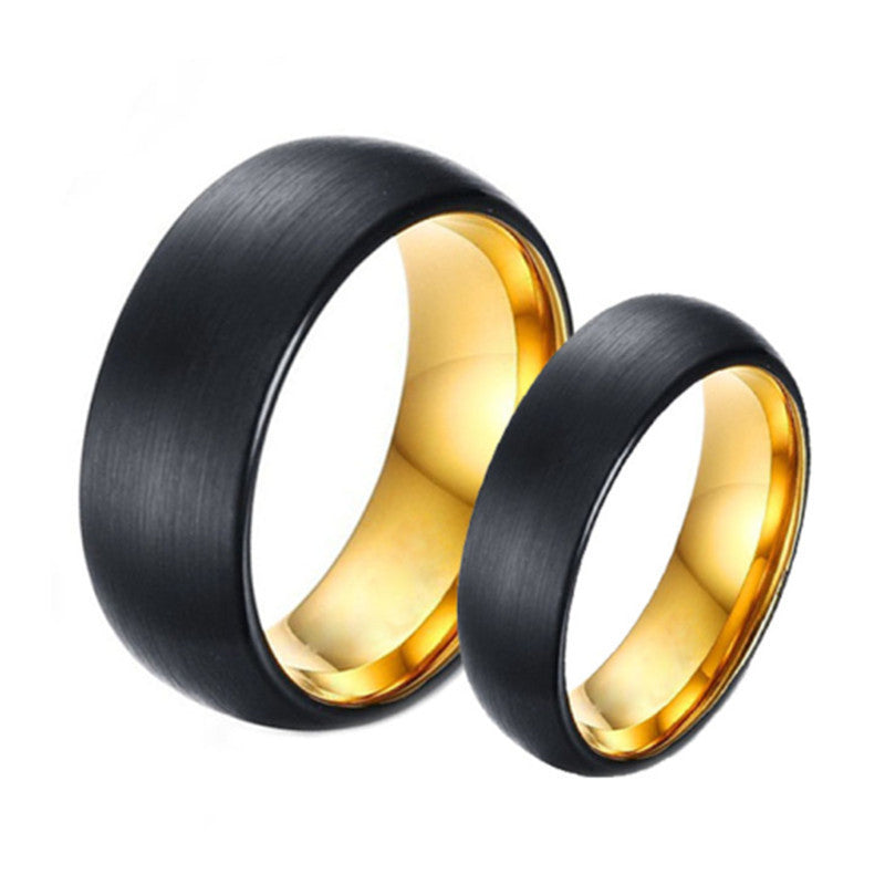 Tungsten Steel Sand Surface Black Gold Two-color Ring Tungsten Gold Ornament