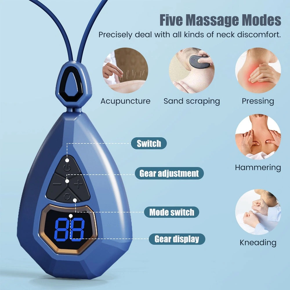 Smart Neck Massager Heating EMS Pulse Neck Massage Apparatus Heat Electric Mini Back Body Massager Cervical Vertebra Pain Relief