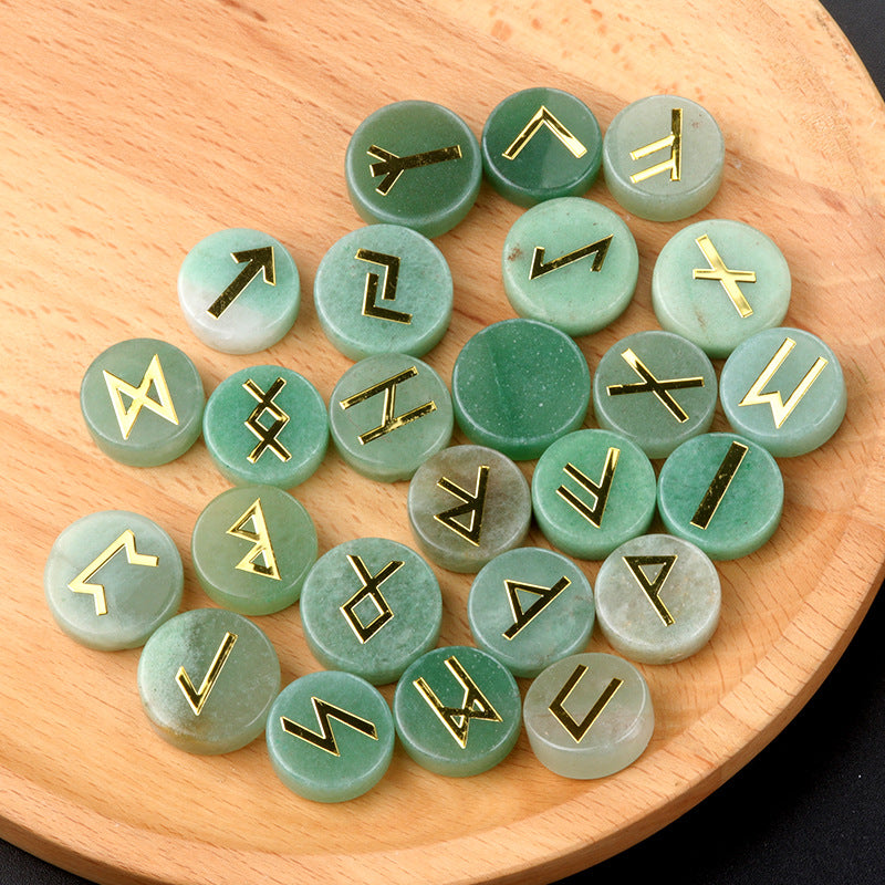 1662-25 Pieces A Pack Of Runes Natural Crystal Agate Luen Letter Wafer Suit Nordic Germanic