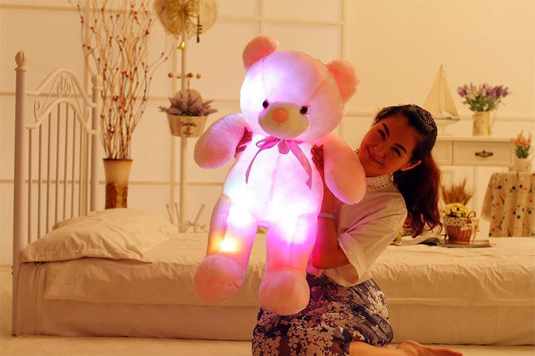 Oso de peluche con luz LED creativa, animales de peluche, juguete de peluche colorido brillante, regalo de Navidad para niños, almohada