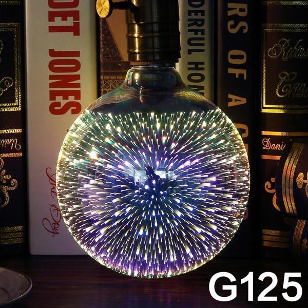 LED Light Bulb 3D Decoration Bulb Firework 110 220V ST64 G95 G80 G125 A60 Bottle Heart Holiday Lights Novelty Christmas Lamp