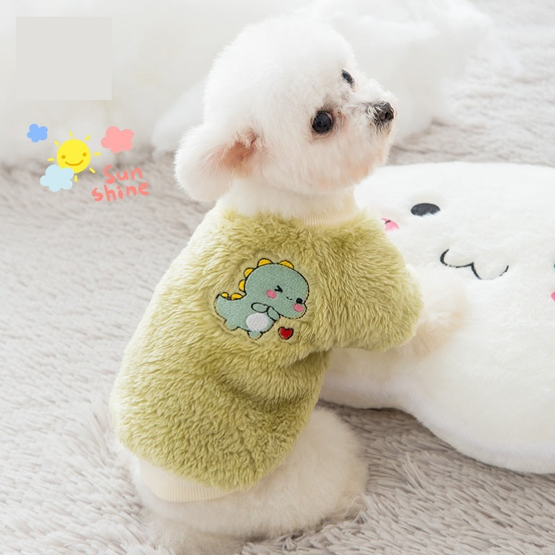 Coral fur warm in winter lovely dog Teddy clothes bear winter small dog cat feet autumn winter clothes