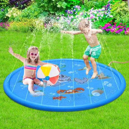 Alfombrilla duradera para piscina con rociador de agua para niños, alfombrilla para juegos con salpicaduras