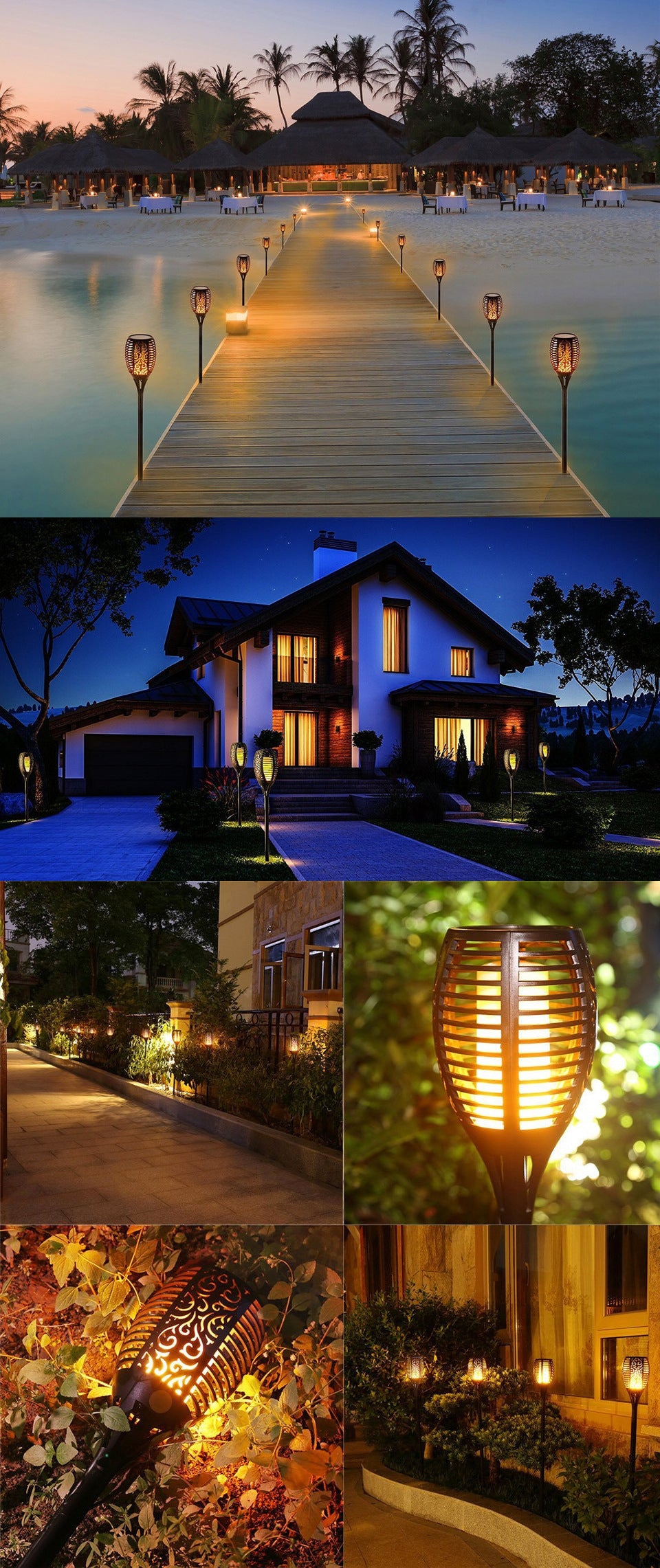 Lámparas LED solares para césped parpadeantes, luz de antorcha Led, luz de llama de baile realista, impermeable, decoración de jardín al aire libre, lámpara de llama