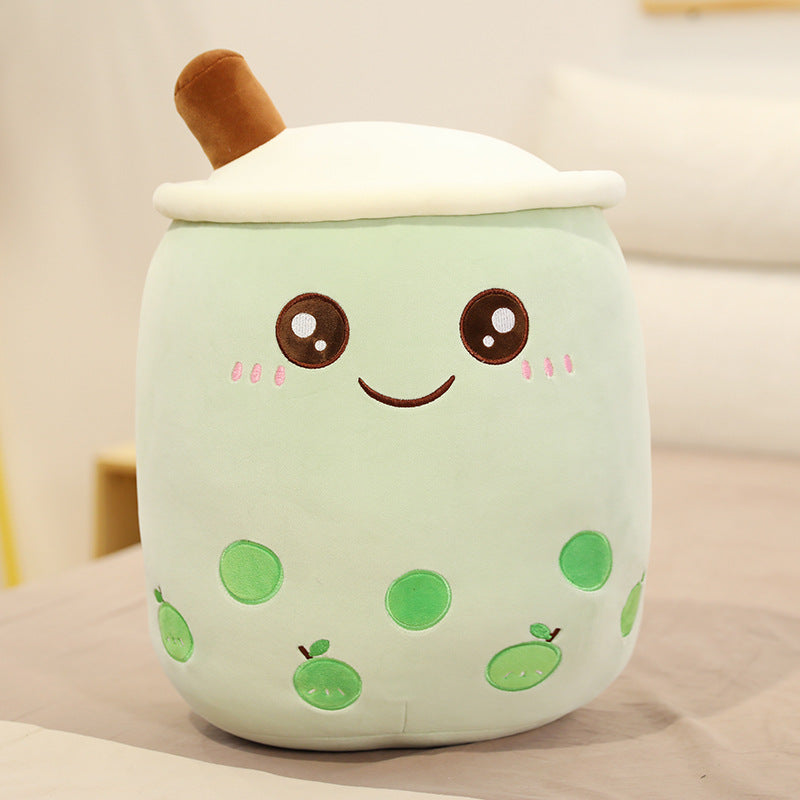 Bonita bebida de frutas de peluche, suave fresa, té de la leche, juguete de taza de té Boba, almohada de té de burbujas, cojín, regalo para niños