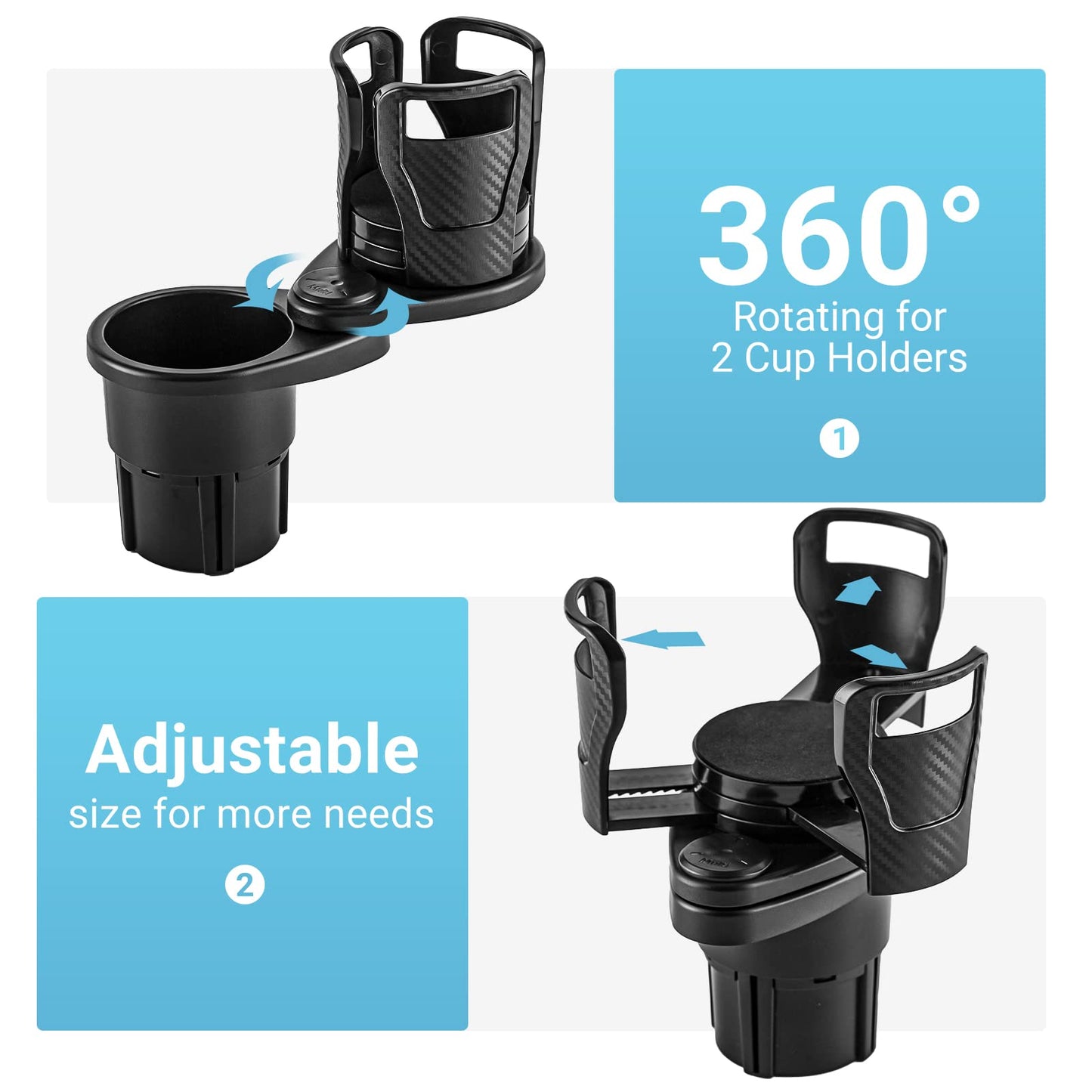 Soporte para botella de agua de coche, soporte para vasos giratorio de 360 ​​grados, gafas de sol, organizador de teléfono, almacenamiento, accesorios de Interior de coche