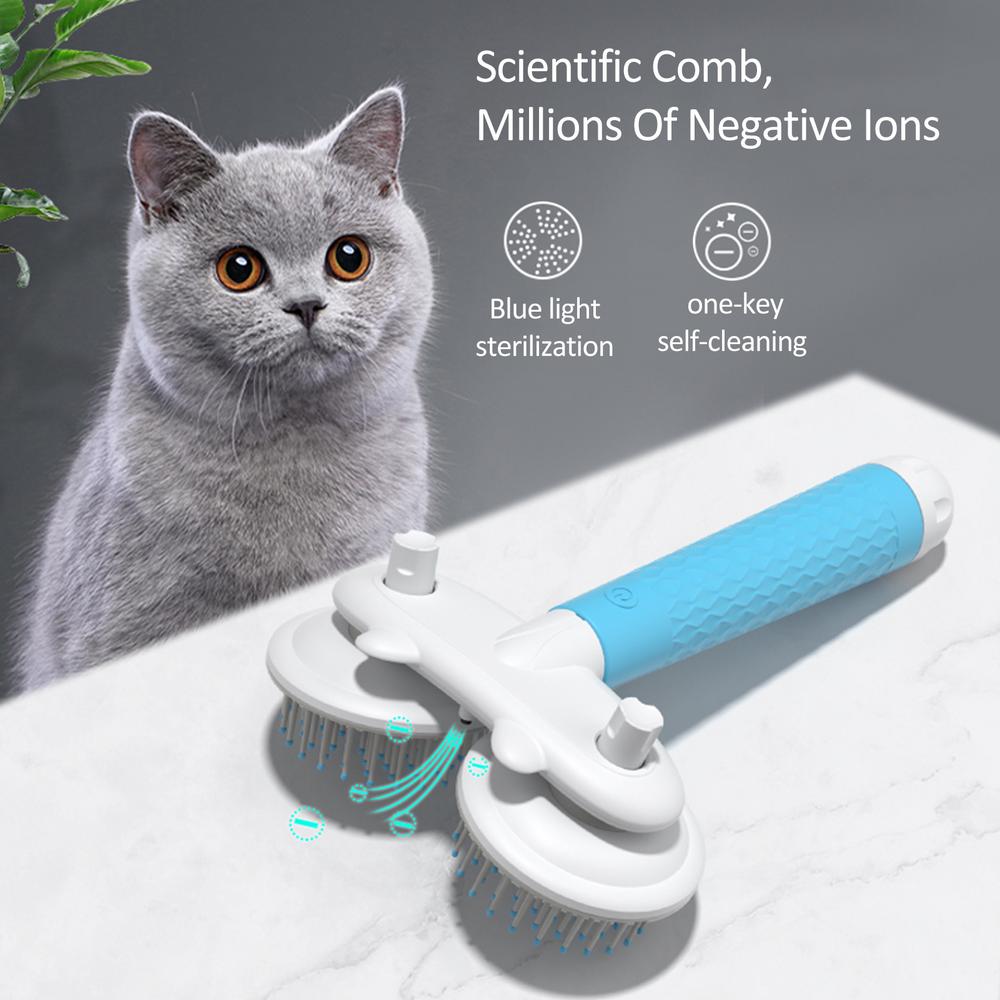 Pet Cat Brush Dog Slicker Brush Double-headed Negative Ion One-button Self Cleaning Dog Cat Hair Removal Pets Products