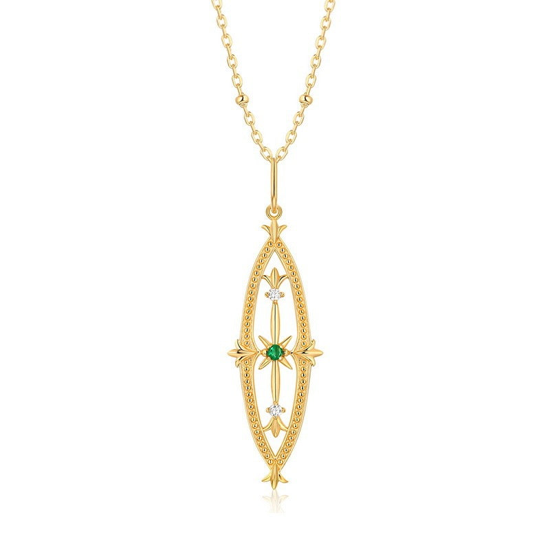 Natural Emerald Hollow Cross Pendant