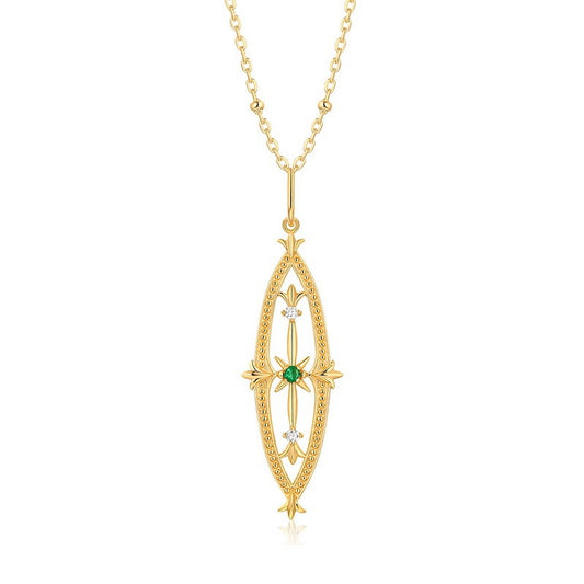 Natural Emerald Hollow Cross Pendant