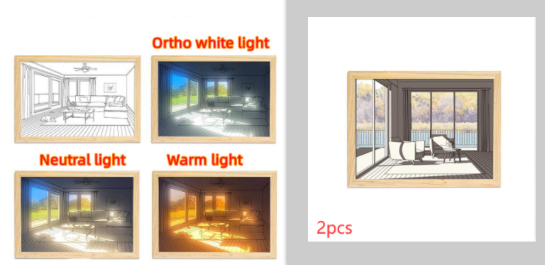 Imagen iluminada LED luz decorativa pintura cabecera imagen estilo creativo moderno simular sol dibujo noche luz regalo