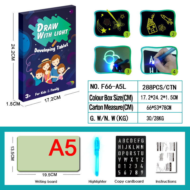 益智玩具绘图板 3D 魔法 8 光效拼图板画板