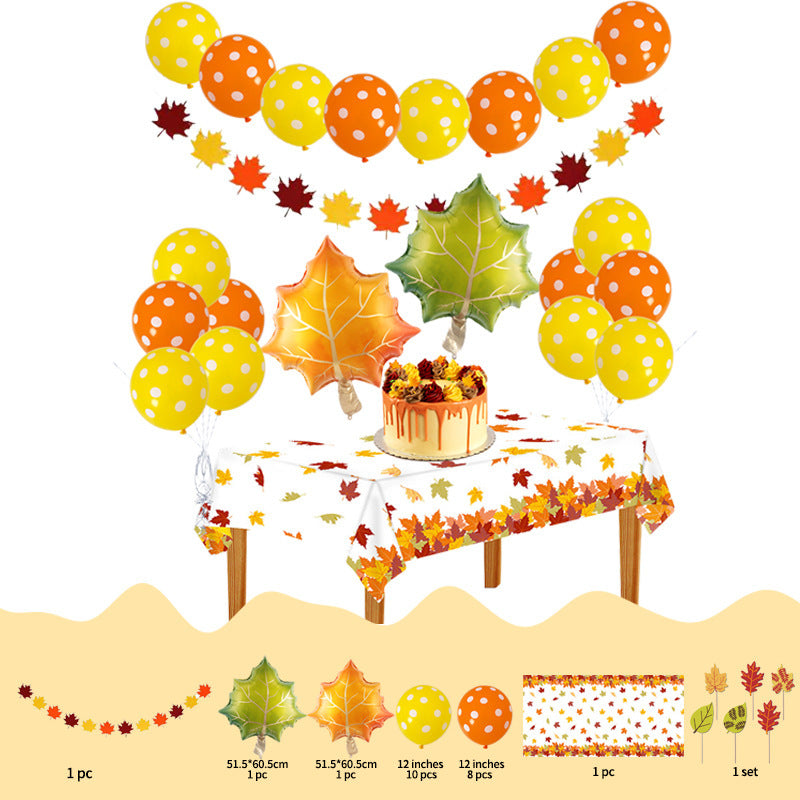 Thanksgiving Party Decoration Balloon Maple Leaf Shape Layout Props