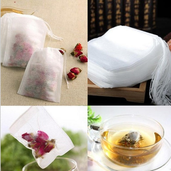 100Pcs Lot NonWoven Fabric Teabags 5.5 X 7CM Empty Tea Bags With String Heal Seal Filter Paper For Herb Tea