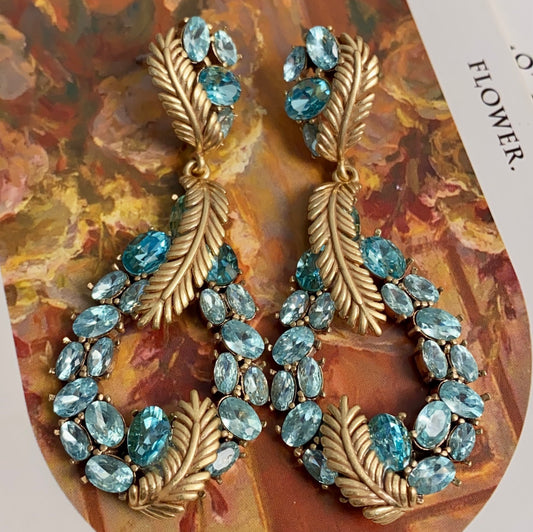 Vintage Rhinestone Feather Diamond Mid-ancient Vintage Earrings