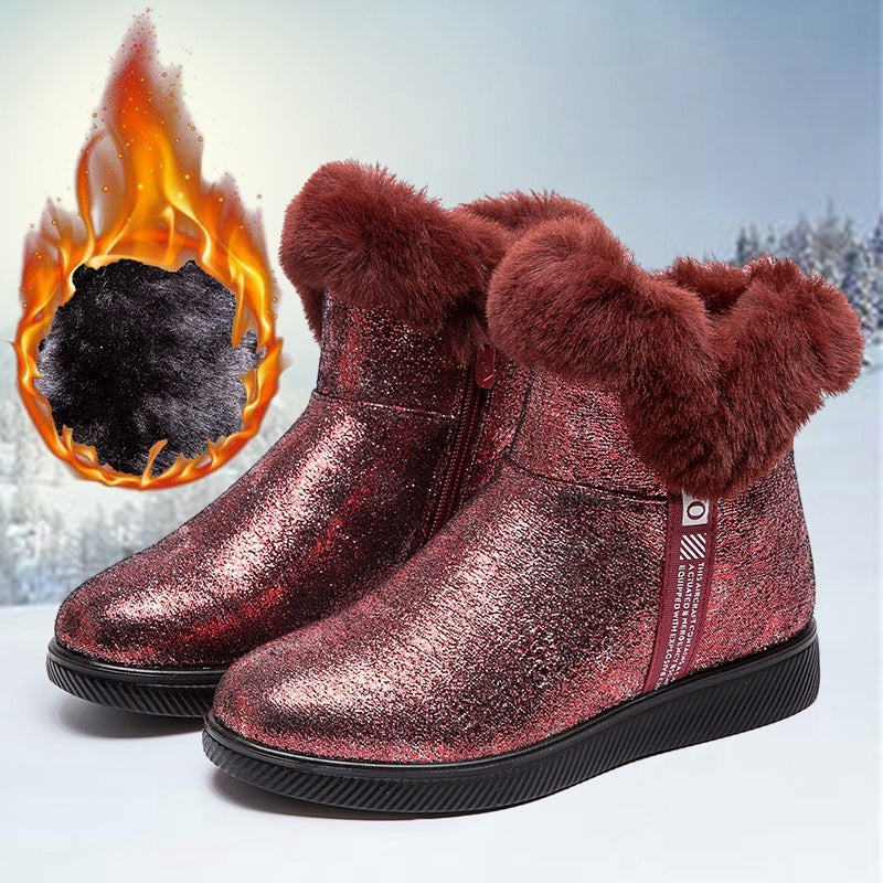 Winter sequined snow boots