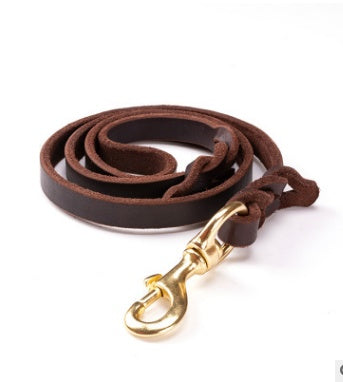 The first layer of leather dog leashes in the large dog chain demu training rope horse dog Golden Retriever dog rope