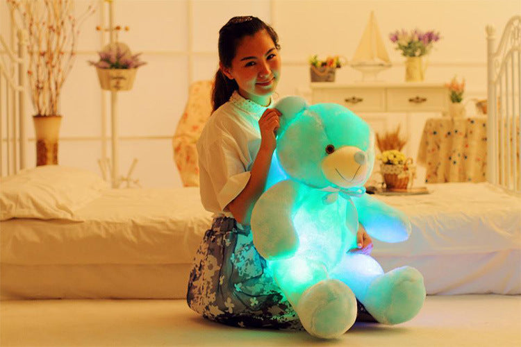 Oso de peluche con luz LED creativa, animales de peluche, juguete de peluche colorido brillante, regalo de Navidad para niños, almohada