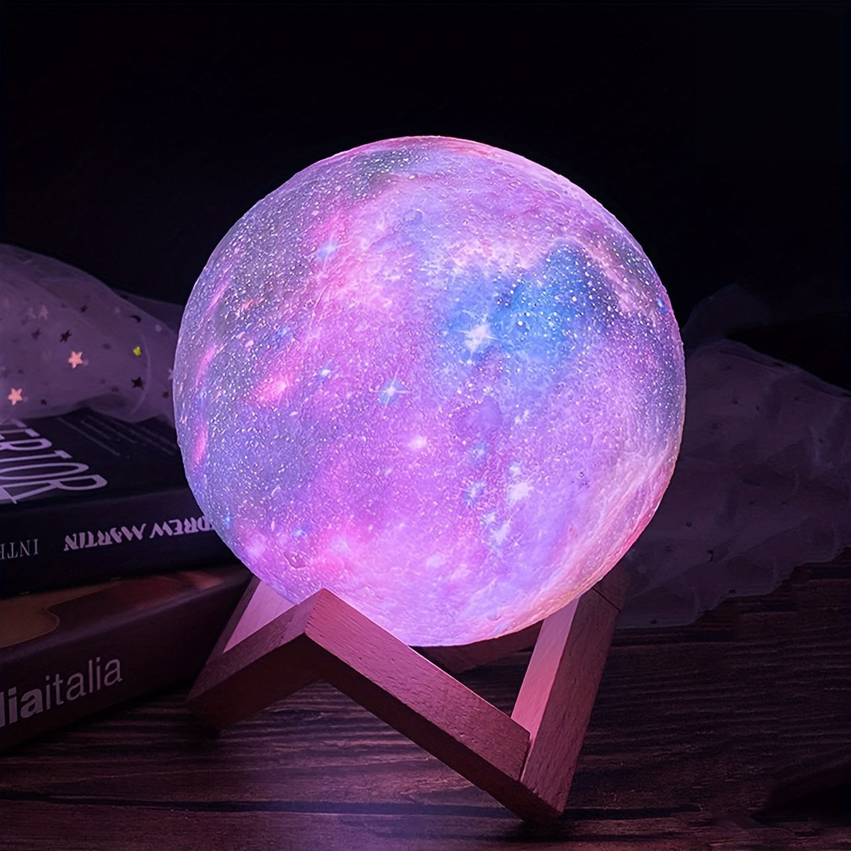 Lámpara de galaxia con impresión 3D, luz de luna, USB, LED, luz Lunar nocturna, lámpara de Luna que cambia de Color táctil