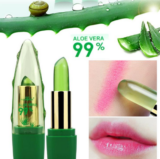 Gel de Aloe Vera que cambia de Color lápiz labial brillo hidratante antisecado desalinización cuidado de labios de grano fino