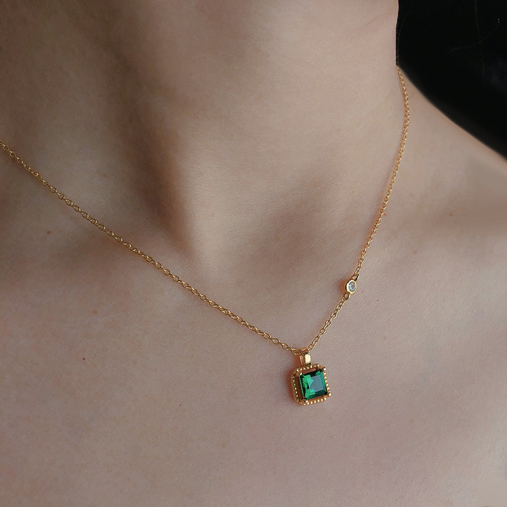 Square emerald necklace pendant