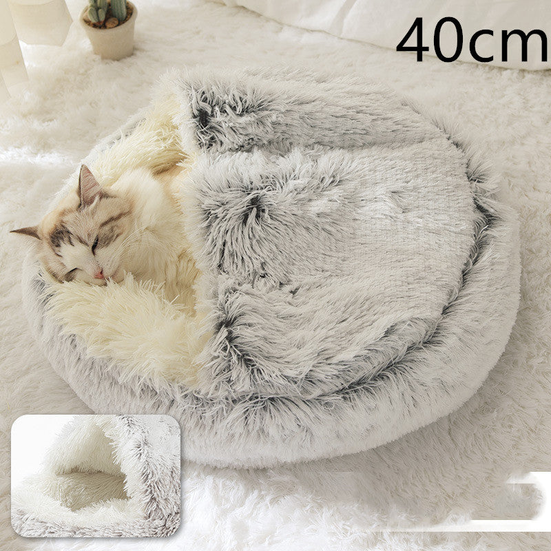 Cama 2 en 1 para perros y gatos, cama de invierno para mascotas, cama redonda de felpa cálida, cama suave y larga para mascotas