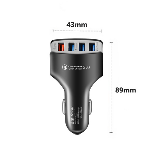 Qc3.0车充多功能一拖四车载充电器4USB5V9V12V车载手机充电器