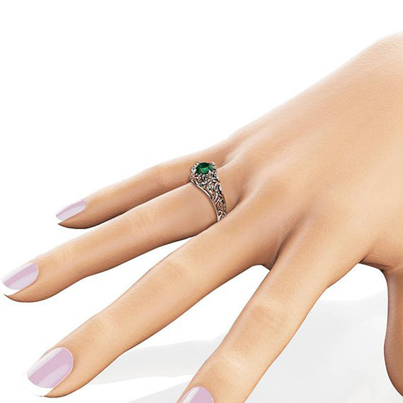 Emerald zircon ladies ring