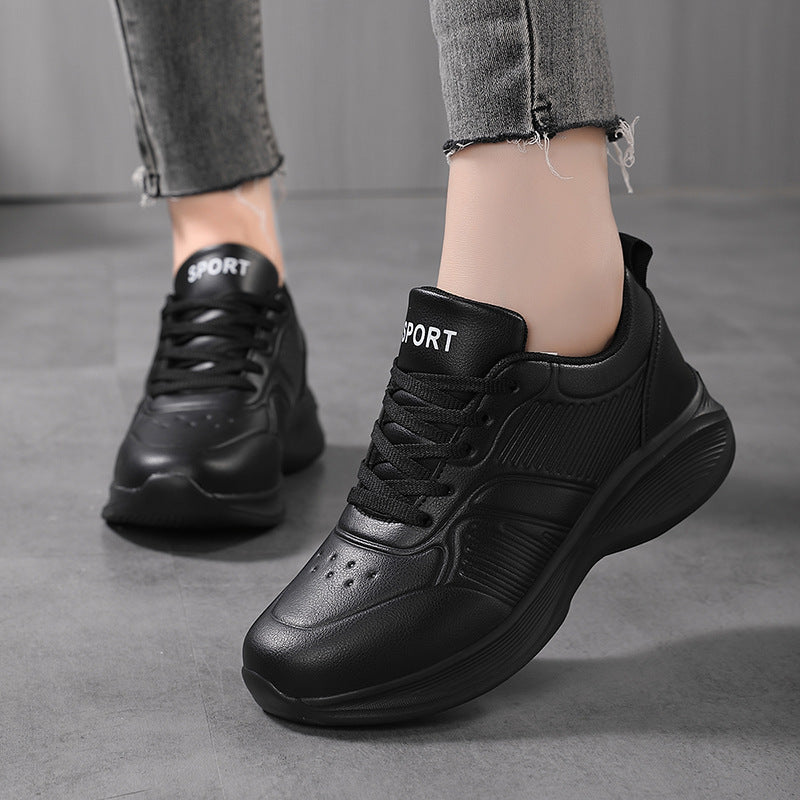 Pure Black Sneakers Women's Autumn