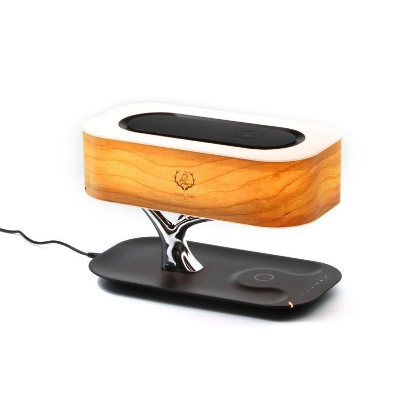 Lámpara de mesa con árbol creativo, altavoz de música Compatible con Bluetooth, luz de mesita de noche, luces de escritorio con carga inalámbrica para teléfono regulable