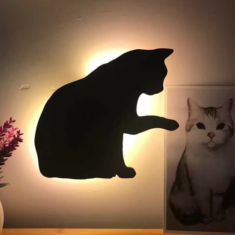 LED Animal Dog Cat Night Light Kitten Smart Sound Sensor Control Wall Lamp Home Corridor Balcony Night Lamp Baby Kids Sleep Lamp