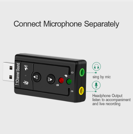 Tarjeta de sonido USB externa 7.1 USB a Jack Adaptador de audio para auriculares de 3,5 mm Tarjeta de sonido para micrófono 