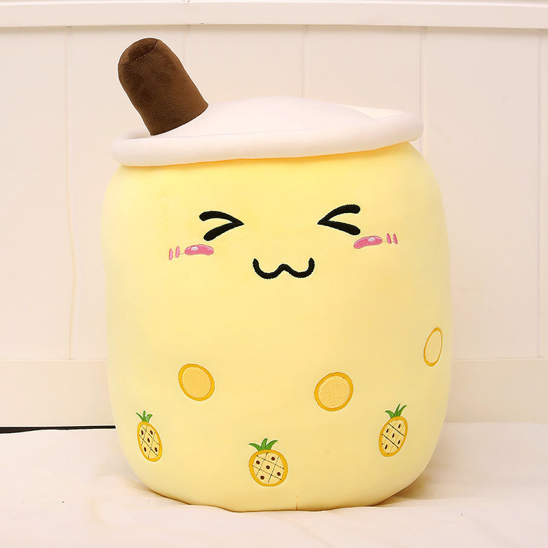 Bonita bebida de frutas de peluche, suave fresa, té de la leche, juguete de taza de té Boba, almohada de té de burbujas, cojín, regalo para niños