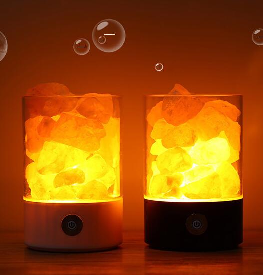 Lámpara LED de sal del Himalaya con luz de cristal USB