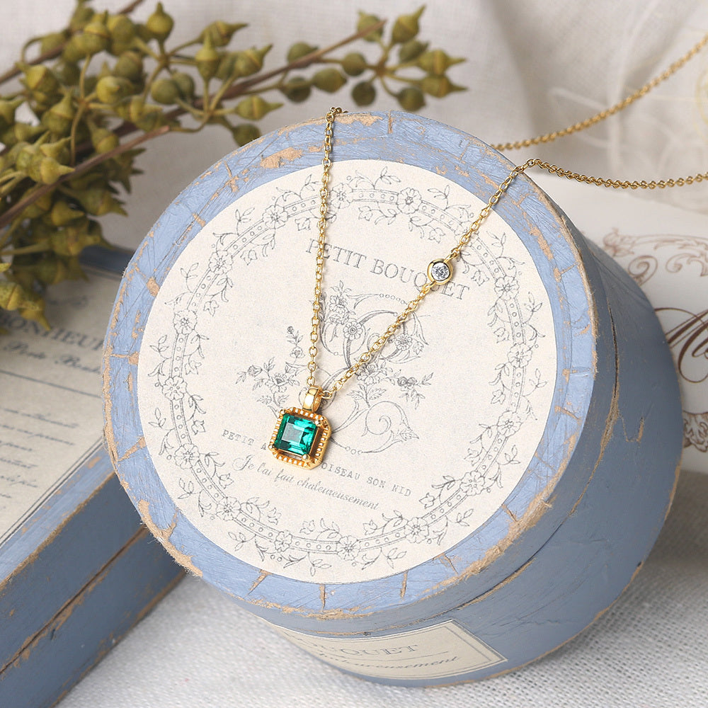 Square emerald necklace pendant