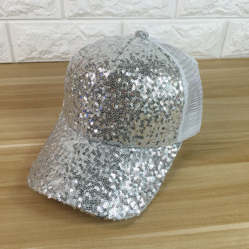 Gorra de béisbol con lentejuelas y sombrilla de verano para mujer