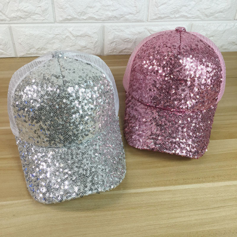 Gorra de béisbol con lentejuelas y sombrilla de verano para mujer